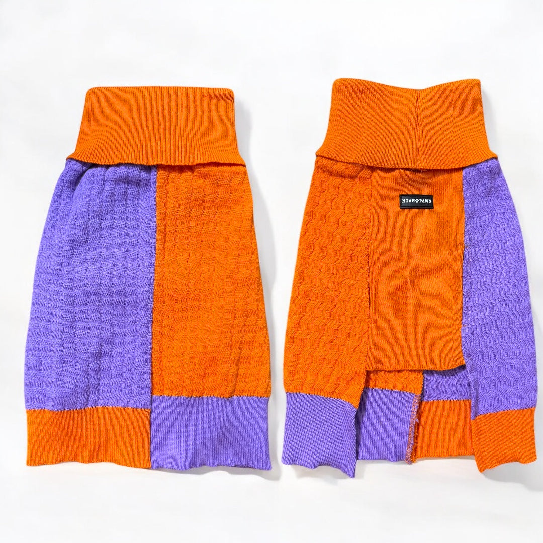 Winter Woofies Sweater - Orange & Purple